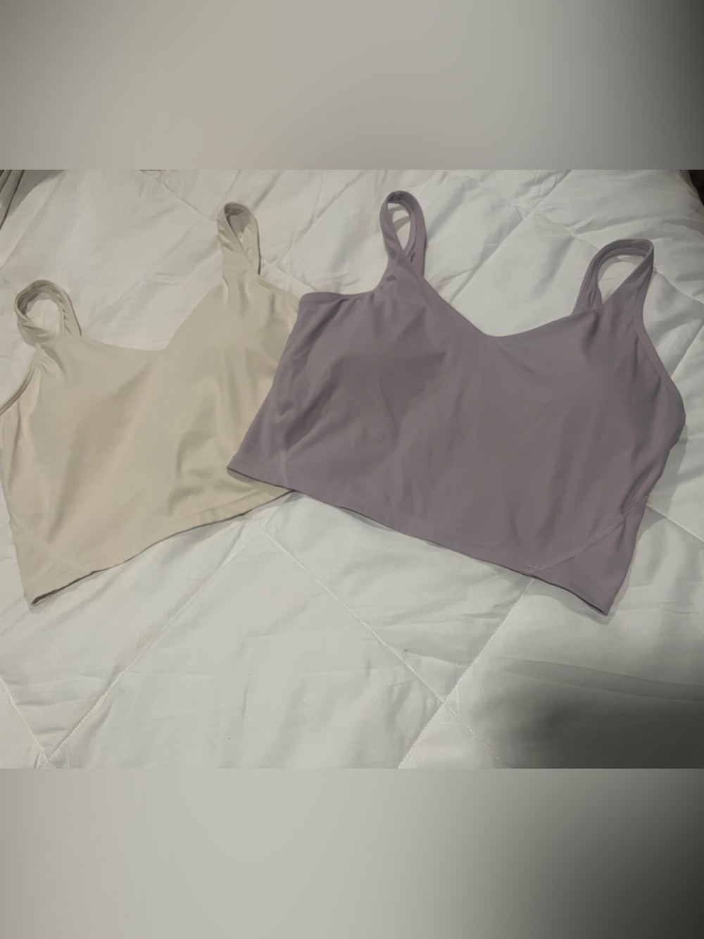Cream & purple sports bra